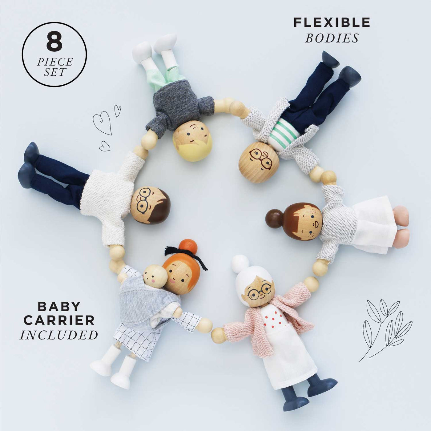 Dolly Family Children's Wooden Pretend Play Dolls House Le Toy