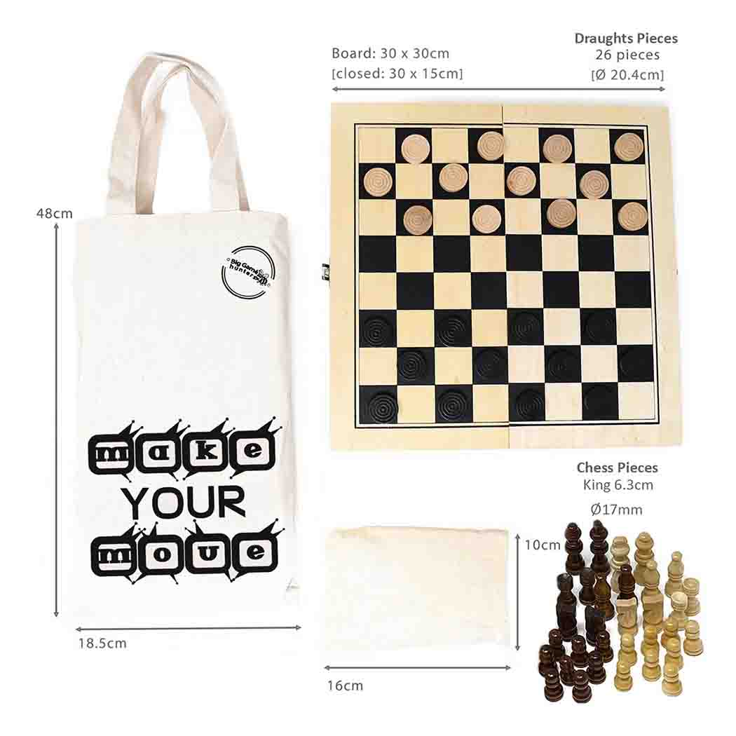 Big Game Hunters Chess & Draughts Sets Wooden Chess and Draughts Set