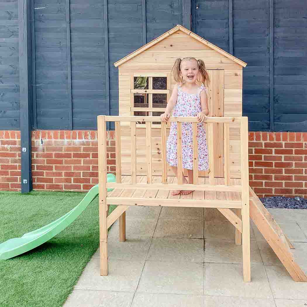 The Evermeadow Tower Wooden Playhouse with slide and window – Big