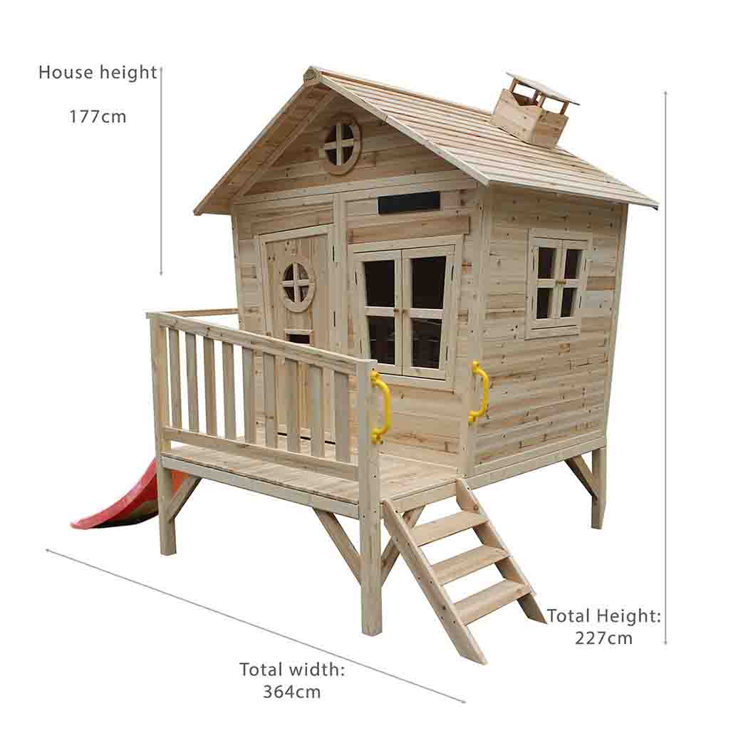 Tall Luxury Wooden Playhouse With Slide