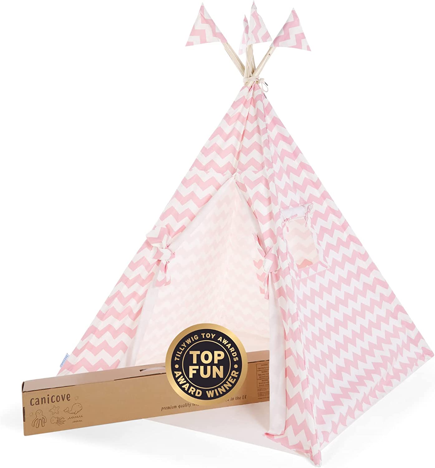 TotsAhoy Children Teepees Pink stipes Canicove Teepee Tent for Kids