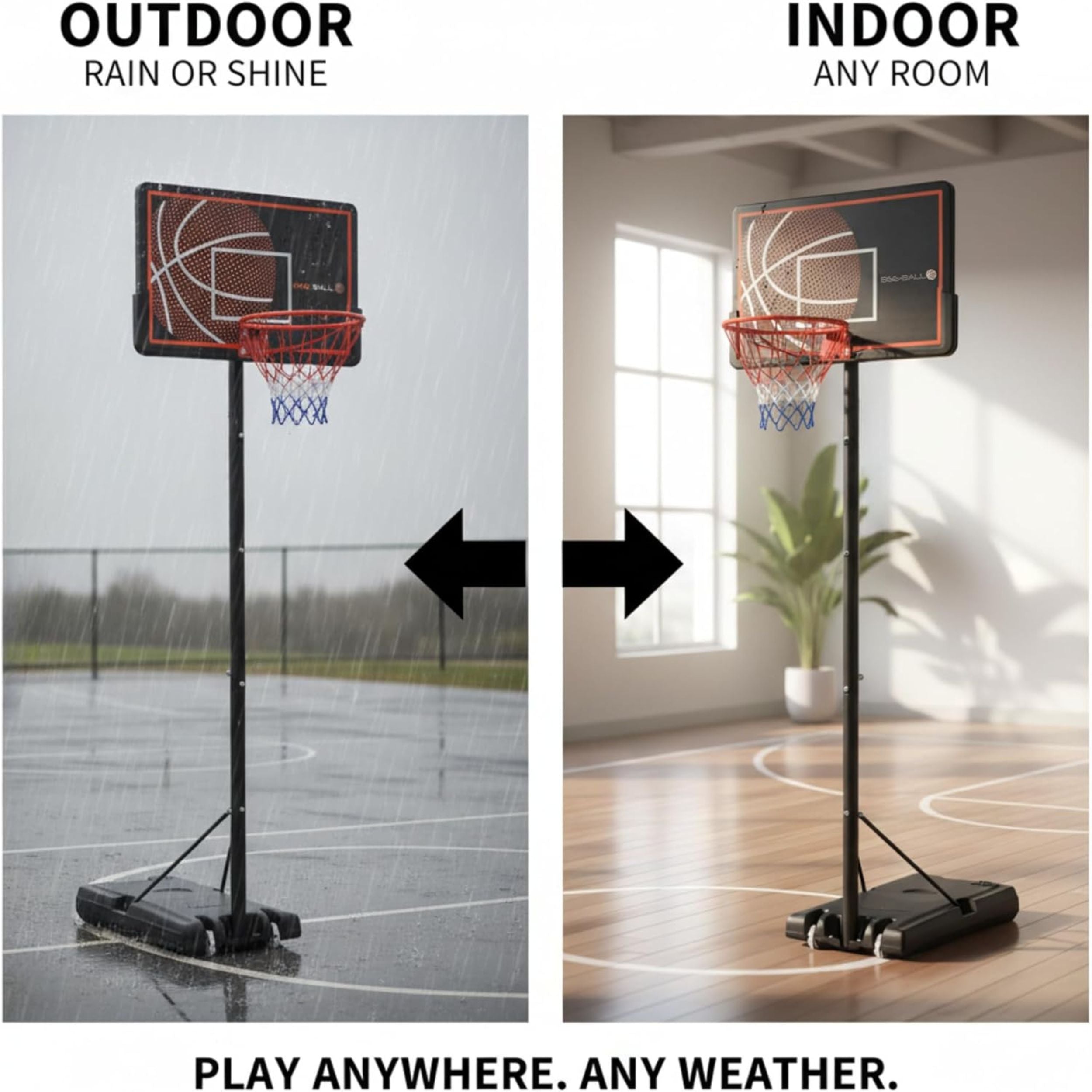 Bee-Ball Officiële grootte (45 centimeter) basketbalring, hoepel, wit