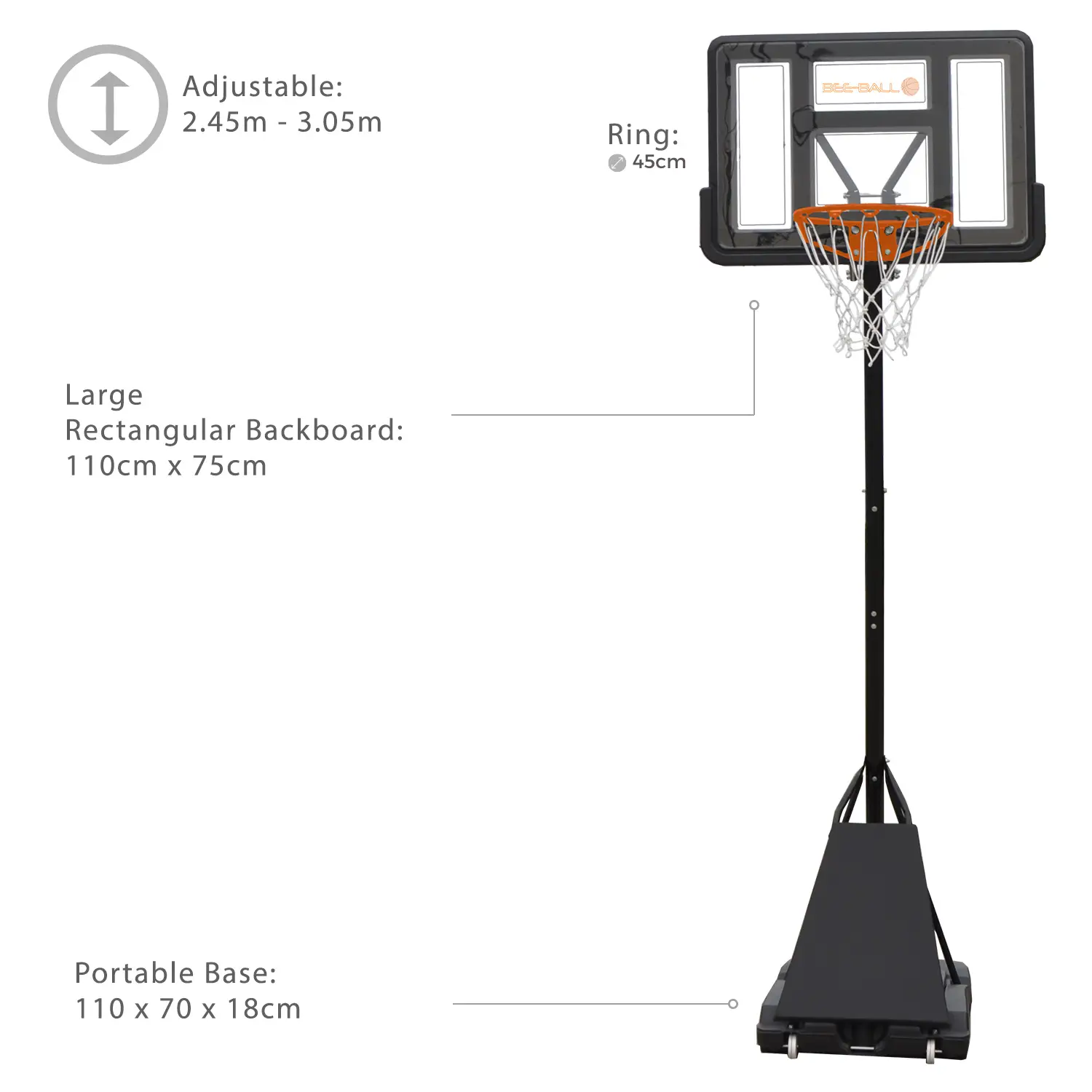 BeeBall Ultimate Basketball Hoop with Stand Basketball Big Game