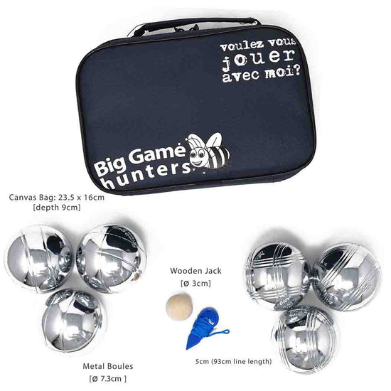 Big Game Hunters Boules & Pétanque French Boules Set of 6 in Luxury Canvas Bag