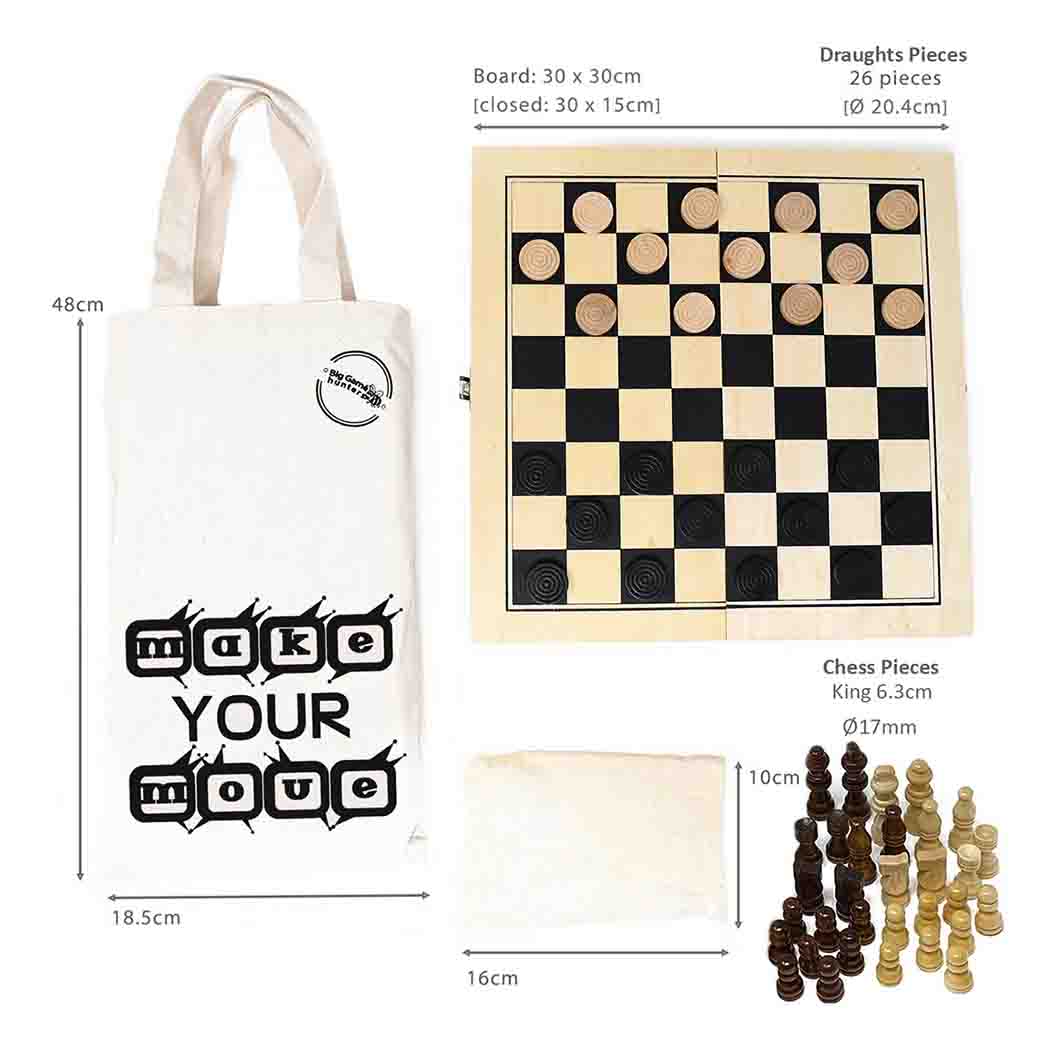 Load image into Gallery viewer, Big Game Hunters Chess &amp;amp; Draughts Sets Wooden Chess and Draughts Set
