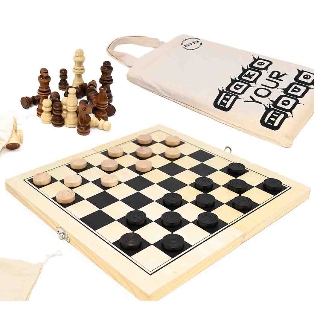 Big Game Hunters Chess & Draughts Sets Wooden Chess and Draughts Set