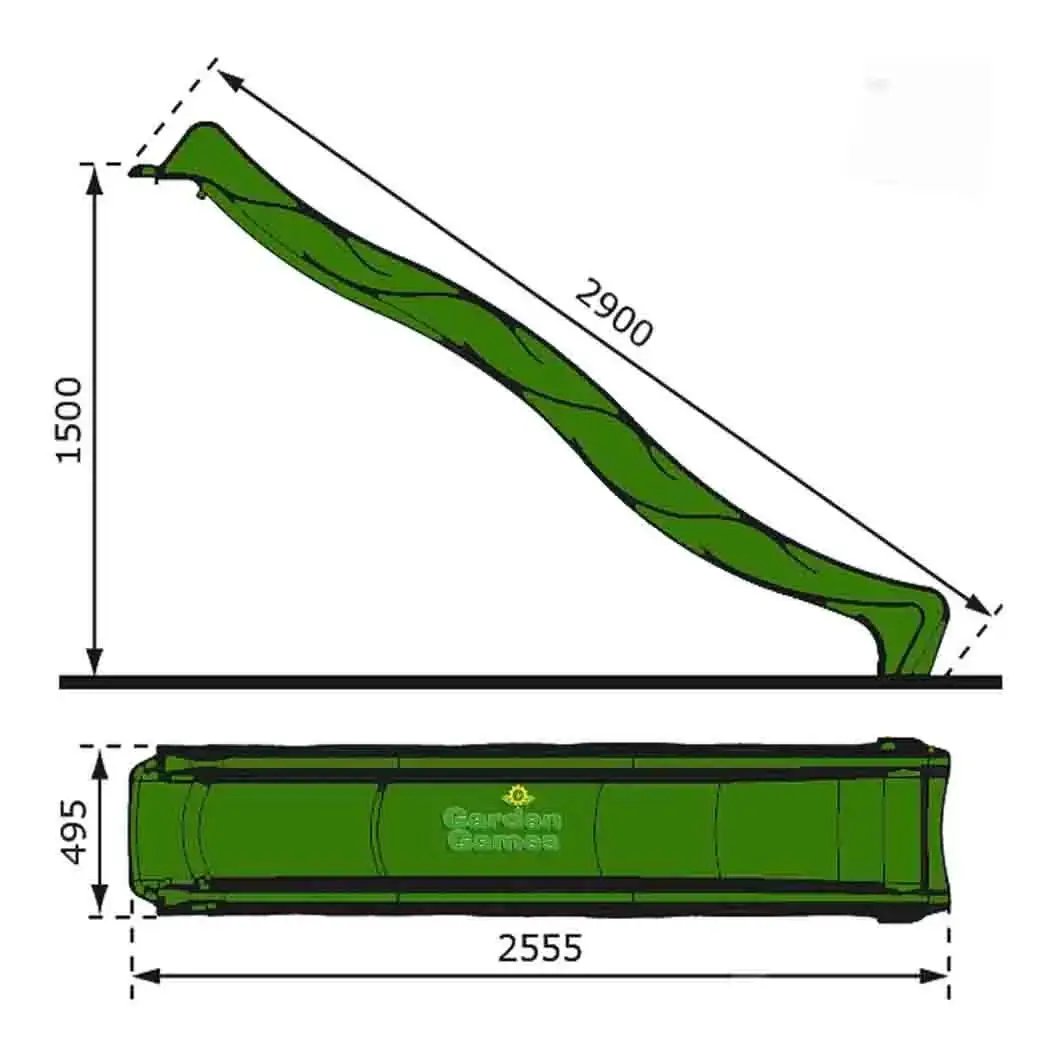 Big Game Hunters Climbing Frame Slides 3m Green Children's Garden Water Slide for climbing frames