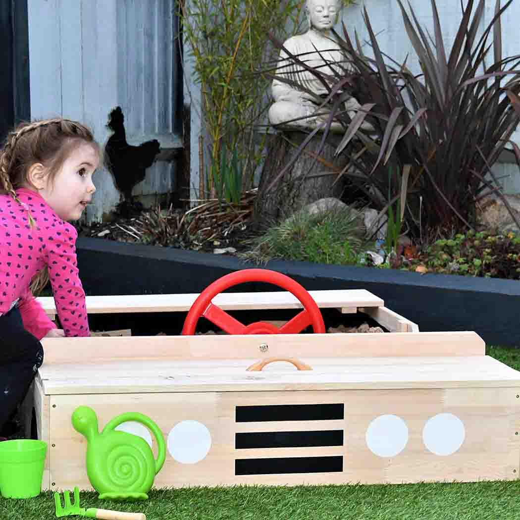 Big Game Hunters Sandpits Wooden Car Sandpit with Weatherproof Cover
