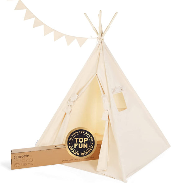 Load image into Gallery viewer, TotsAhoy Children Teepees Off-white Canicove Teepee Tent for Kids
